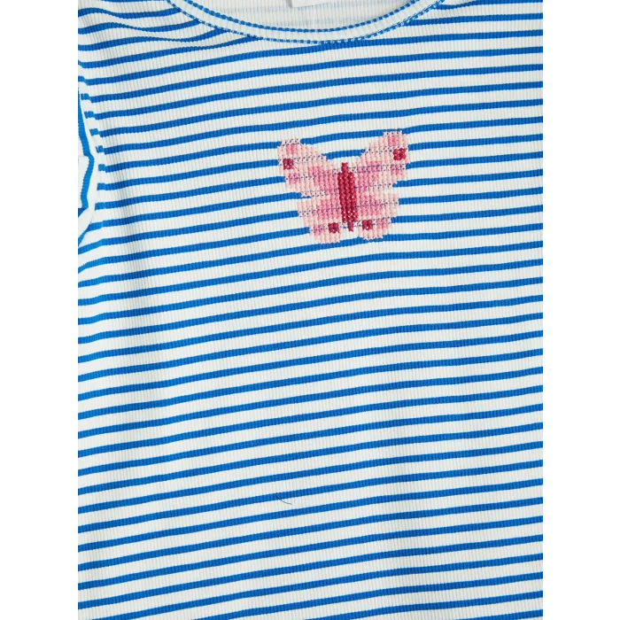LCW Kids Lacivert Bisiklet Yaka Nakışlı Kız Çocuk Atlet 2li