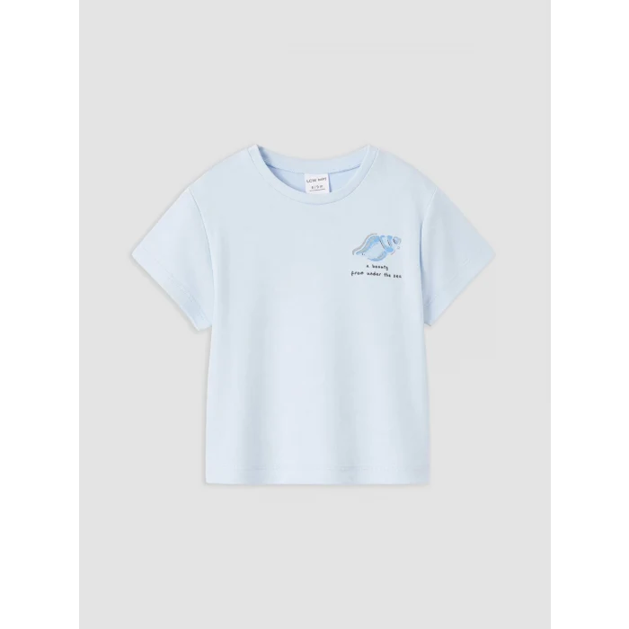 LCW baby Mavi Deniz Kabuğu Baskılı Kız Bebek Pijama Takımı