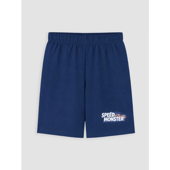 LCW Kids Ekru Bisiklet Yaka Erkek Çocuk Şortlu Pijama Takımı