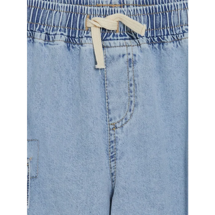 LCW Kids İndigo Beli Lastikli Erkek Çocuk Kargo Jean Şort