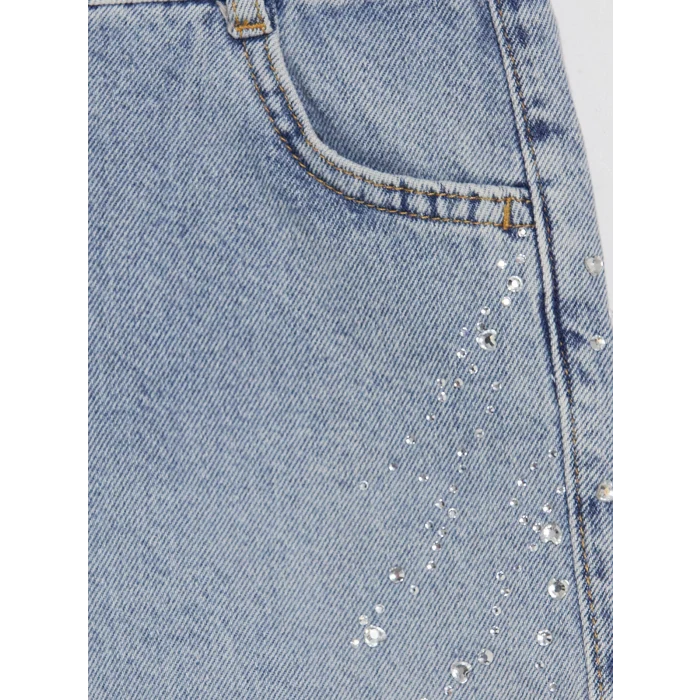 LCW Kids İndigo Taş İşlemeli Kız Çocuk Jean Şort