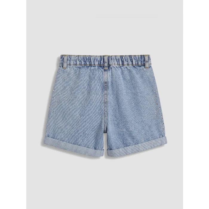 LCW Kids İndigo Taş İşlemeli Kız Çocuk Jean Şort