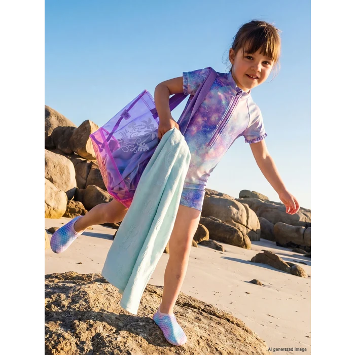 LCW Kids Karışık Parlak Dokulu Kız Çocuk Mayo