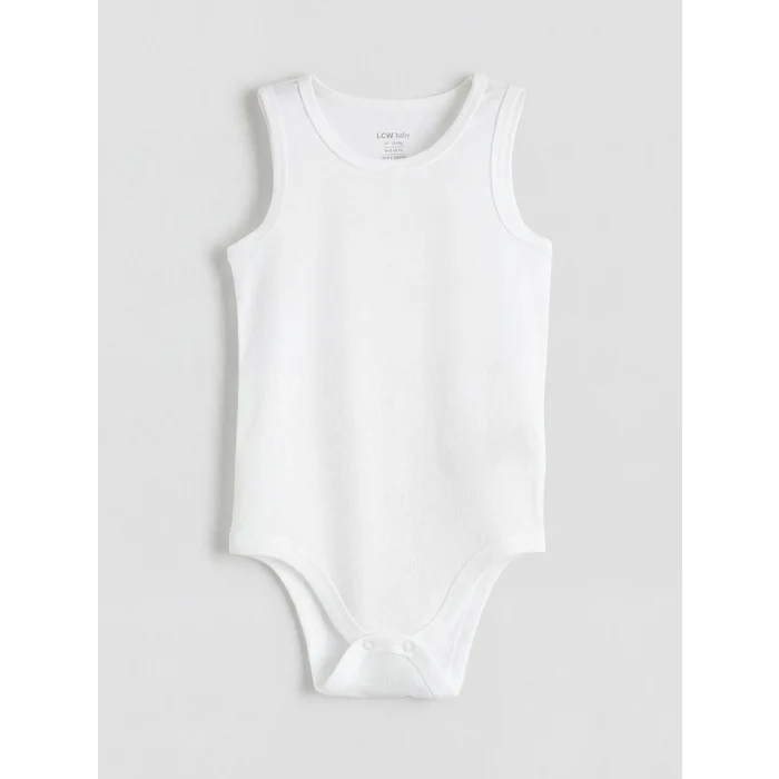 LCW baby Beyaz Bisiklet Yaka Erkek Bebek Çıtçıtlı Body 3lü