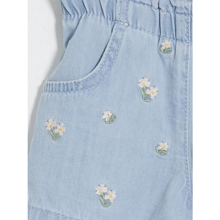 LCW baby Mavi Çiçekli Kız Bebek Jean Şort