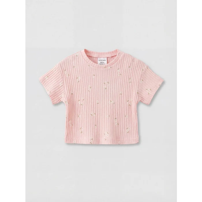 LCW baby Pembe Çiçekli Kız Bebek Şortlu Takım