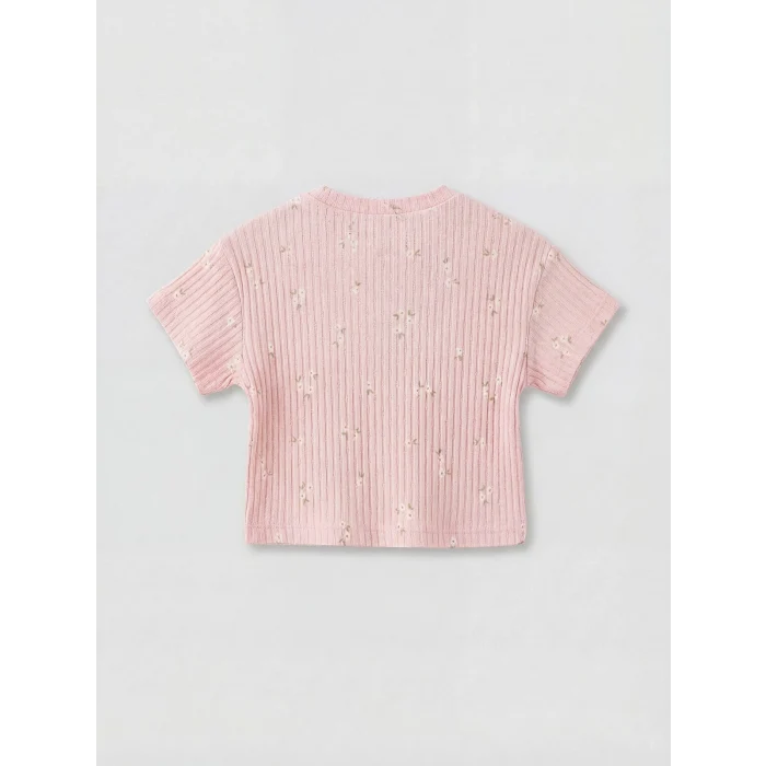 LCW baby Pembe Çiçekli Kız Bebek Şortlu Takım