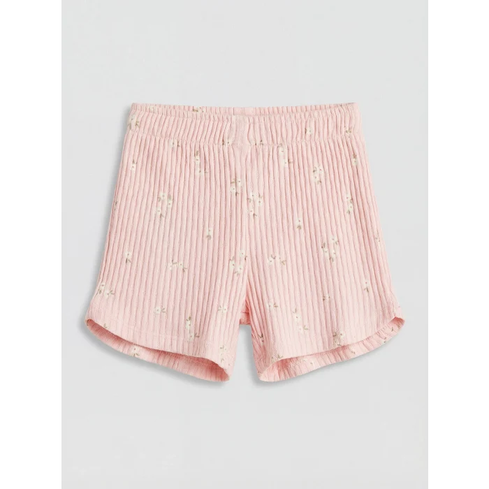 LCW baby Pembe Çiçekli Kız Bebek Şortlu Takım