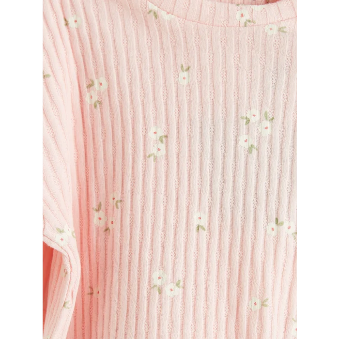 LCW baby Pembe Çiçekli Kız Bebek Şortlu Takım