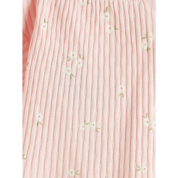 LCW baby Pembe Çiçekli Kız Bebek Şortlu Takım