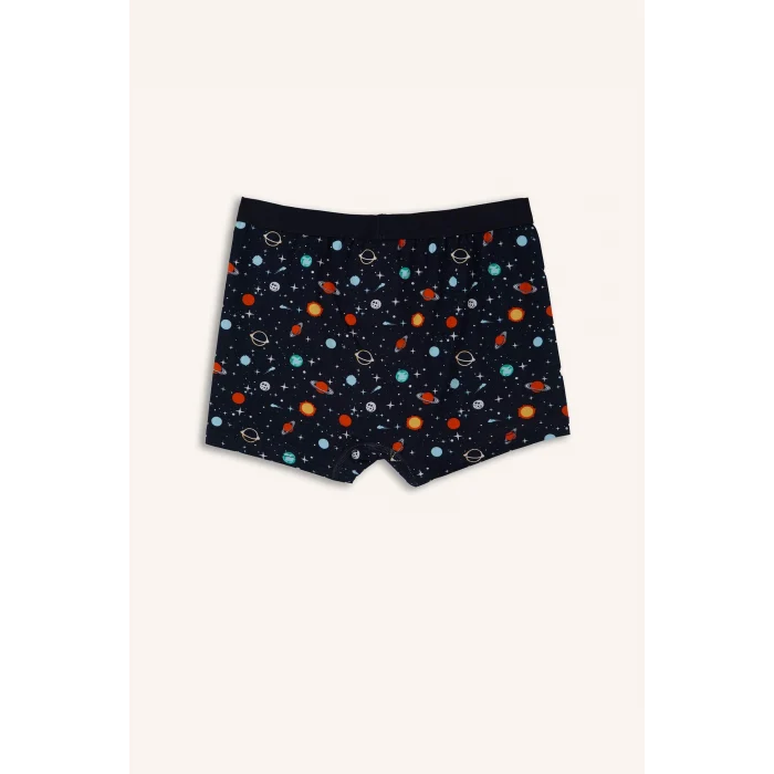 Defacto E3367A8NV135 Lacivert Desenli 3lü Boxer Set Erkek Çocuk