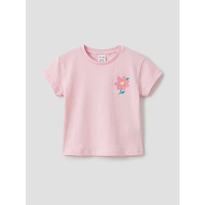 LCW baby Pembe Çiçekli Kız Bebek Şortlu Takım