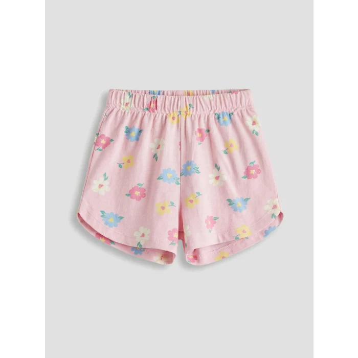 LCW baby Pembe Çiçekli Kız Bebek Şortlu Takım