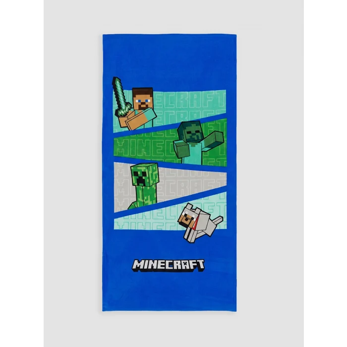 LCW ACCESSORIES Mavi Minecraft Baskılı Pamuklu Erkek Çocuk Plaj Havlusu 70x150 cm