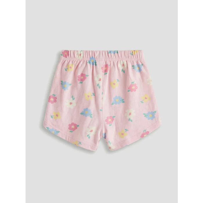 LCW baby Pembe Çiçekli Kız Bebek Şortlu Takım
