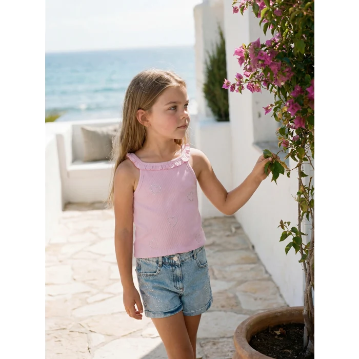 LCW Kids Lila Halter Yaka Baskılı Kız Çocuk Atlet