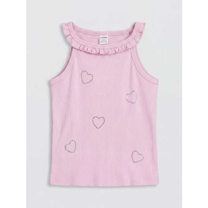 LCW Kids Lila Halter Yaka Baskılı Kız Çocuk Atlet