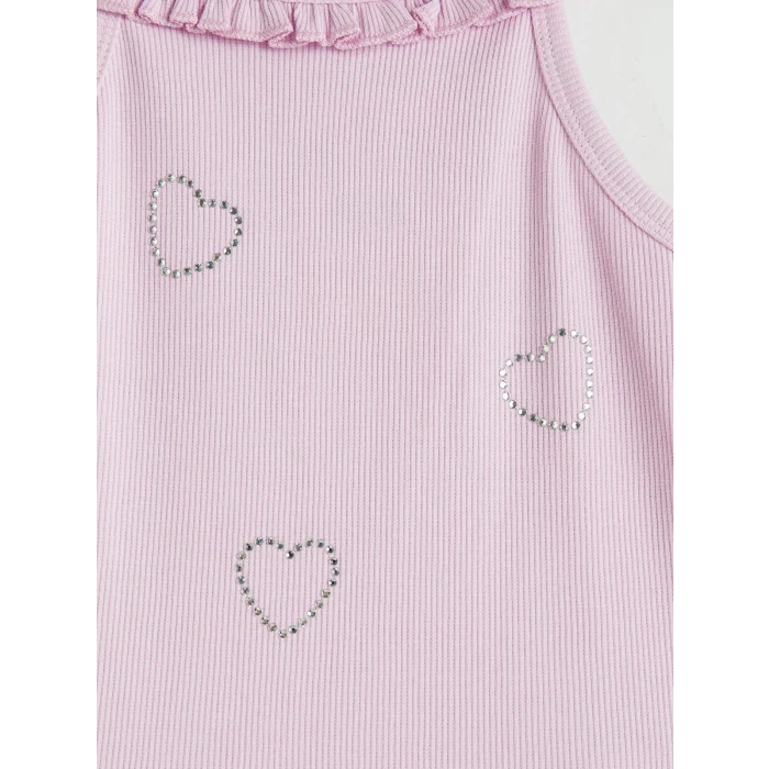 LCW Kids Lila Halter Yaka Baskılı Kız Çocuk Atlet