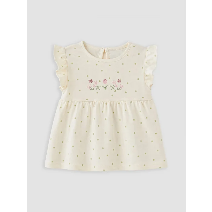 LCW baby Ekru Çiçek Nakışlı Kız Bebek Takım