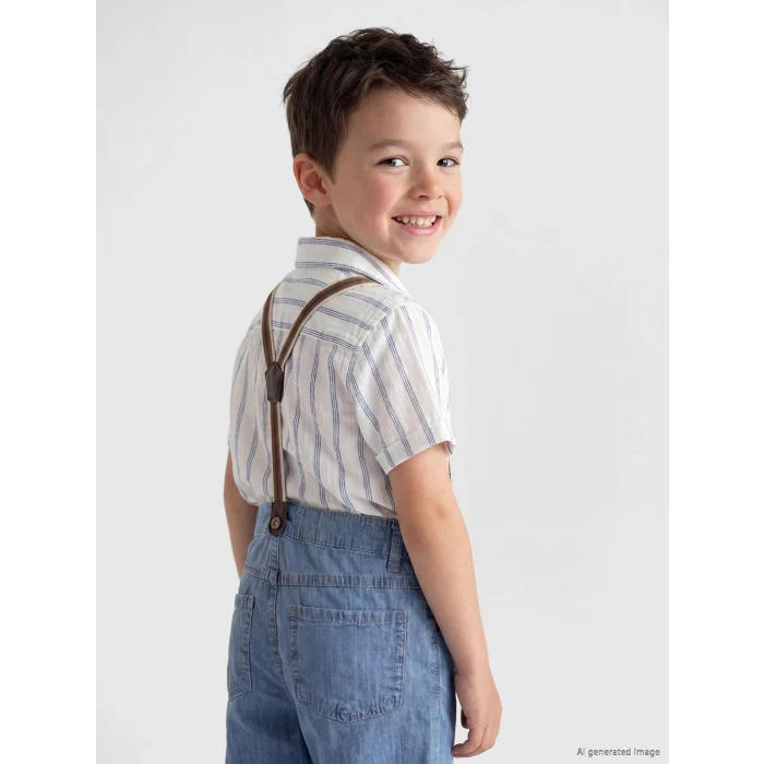 LCW Kids Mavi Erkek Çocuk Kısa Kollu Gömlek