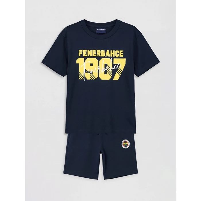 LCW Kids Lacivert Fenerbahçe Baskılı Erkek Çocuk Şortlu Takım
