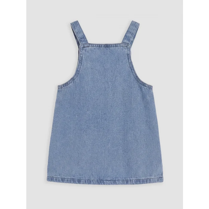 LCW baby Mavi Fiyonklu Kız Bebek Jean Salopet Elbise