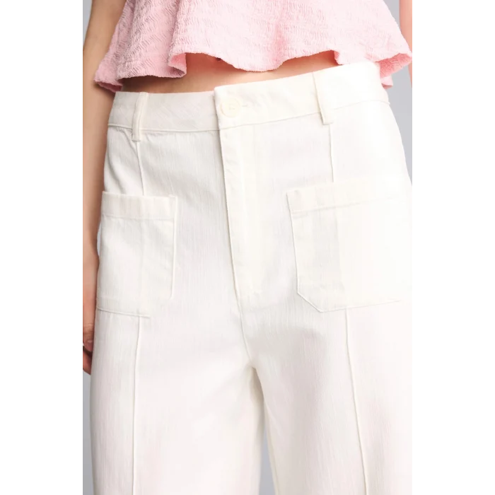 Defacto H5910AXER138 Ekru %100 Pamuk Culotte Normal Bel Gabardin Pantolon