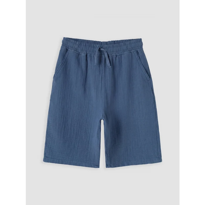 LCW Kids Mavi Regular Fit Müslin Erkek Çocuk Şort