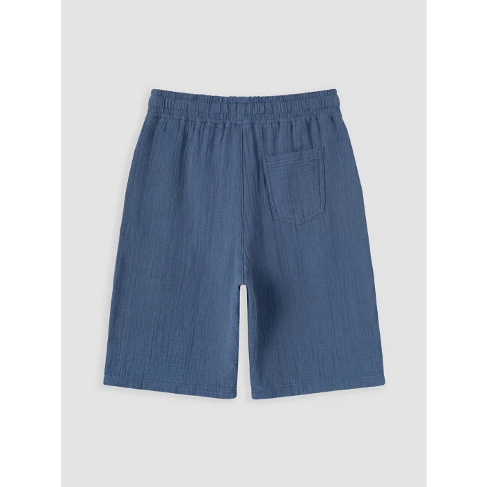 LCW Kids Mavi Regular Fit Müslin Erkek Çocuk Şort
