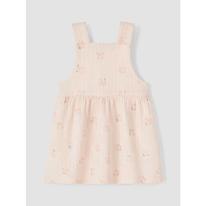 LCW baby Pembe Çiçek Desenli Kız Bebek Gabardin Elbise