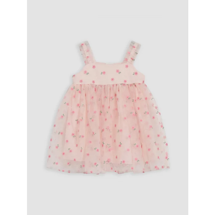 LCW baby Pembe Çiçek Desenli Kız Bebek Elbise