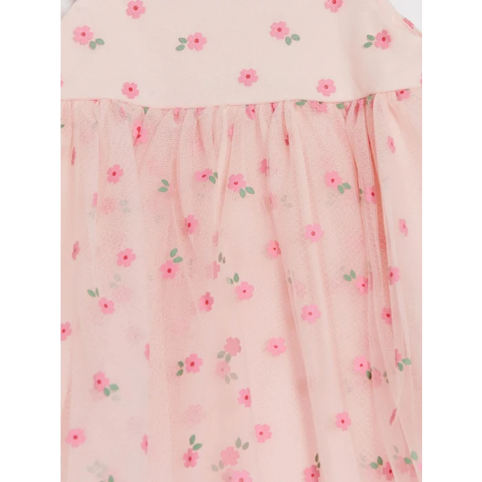 LCW baby Pembe Çiçek Desenli Kız Bebek Elbise