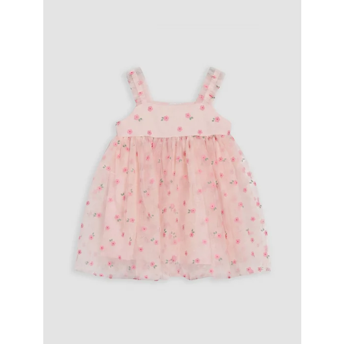 LCW baby Pembe Çiçek Desenli Kız Bebek Elbise