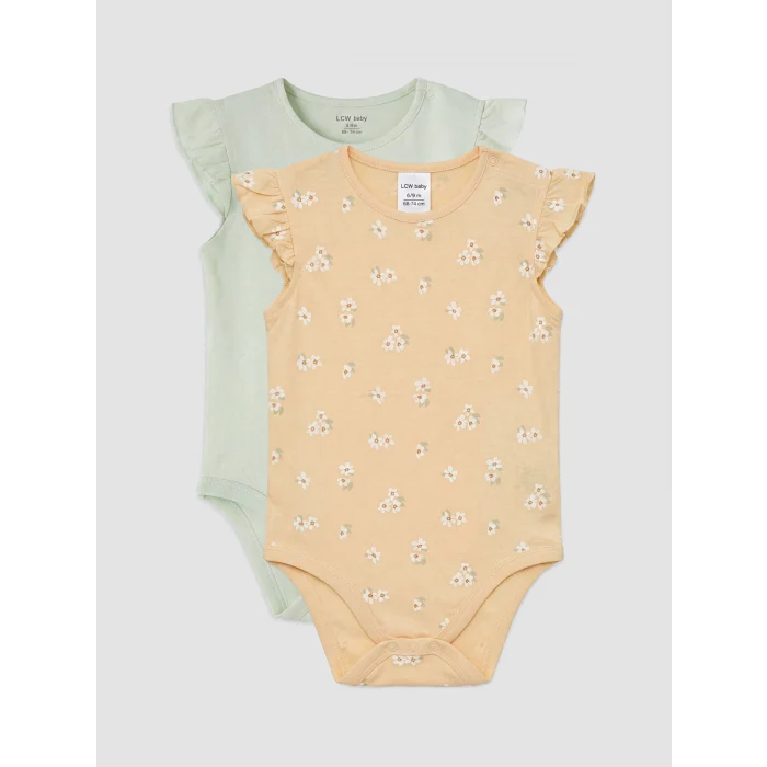 LCW baby Sarı Fırfırlı Kız Bebek Çıtçıtlı Body 2li