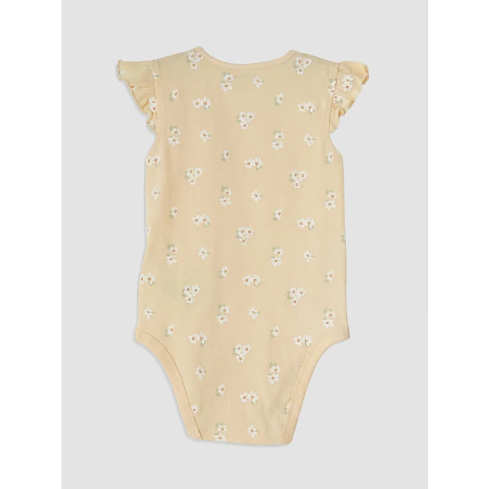 LCW baby Sarı Fırfırlı Kız Bebek Çıtçıtlı Body 2li