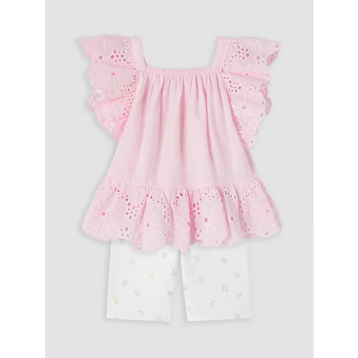 LCW baby Pembe Fisto İşlemeli Kız Bebek Takım
