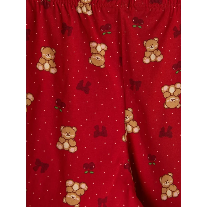 LCW Young Kırmızı Bisiklet Yaka Kadın Şortlu Pijama Takımı