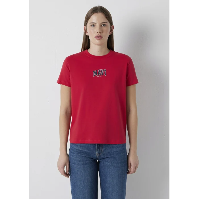Mavi 1613412-88631 Mavi Logo Baskılı Kırmızı Tişört