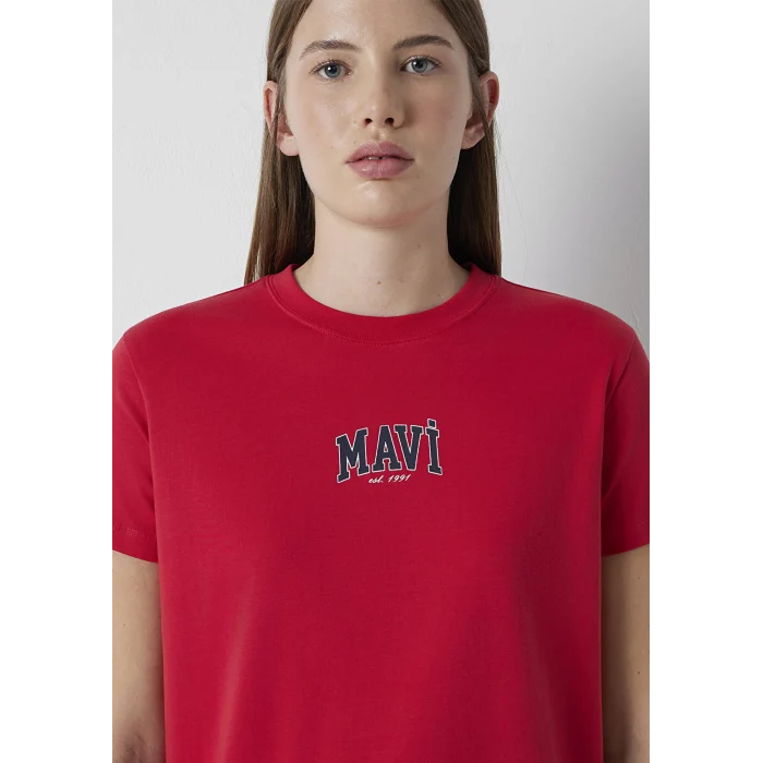 Mavi 1613412-88631 Mavi Logo Baskılı Kırmızı Tişört