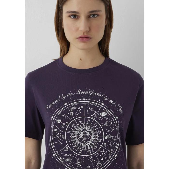 Mavi 1614167-70688 Astroloji Baskılı Mor Tişört