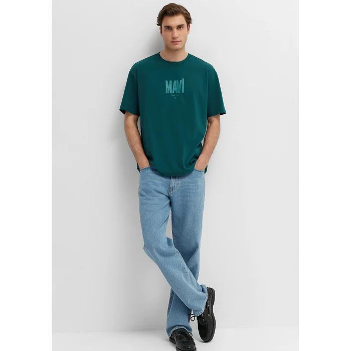 Mavi 0613570-90366 Mavi Logo Baskılı Yeşil Tişört