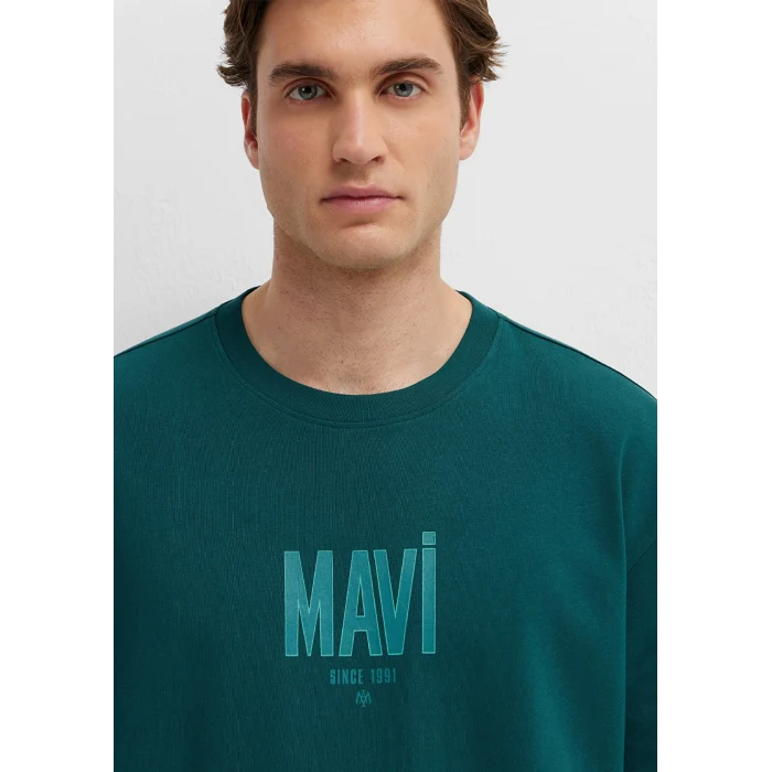 Mavi 0613570-90366 Mavi Logo Baskılı Yeşil Tişört