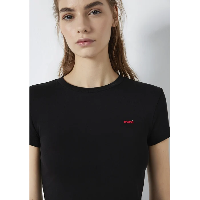 Mavi 1613848-900 Mavi Logo Baskılı Siyah Tişört