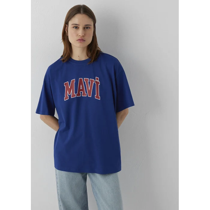 Mavi 1600843-70758 Mavi Logo Baskılı Mavi Tişört