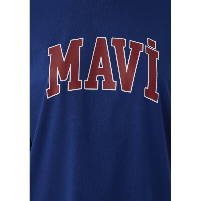 Mavi 1600843-70758 Mavi Logo Baskılı Mavi Tişört