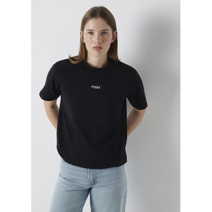 Mavi 1612829-900 Mavi Logo Baskılı Siyah Tişört