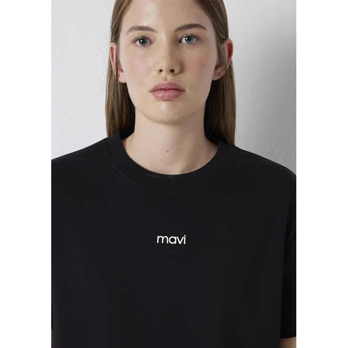 Mavi 1612829-900 Mavi Logo Baskılı Siyah Tişört