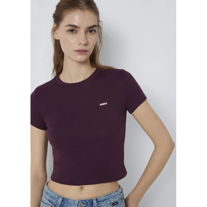 Mavi 1613848-70434 Mavi Logo Baskılı Mor Tişört