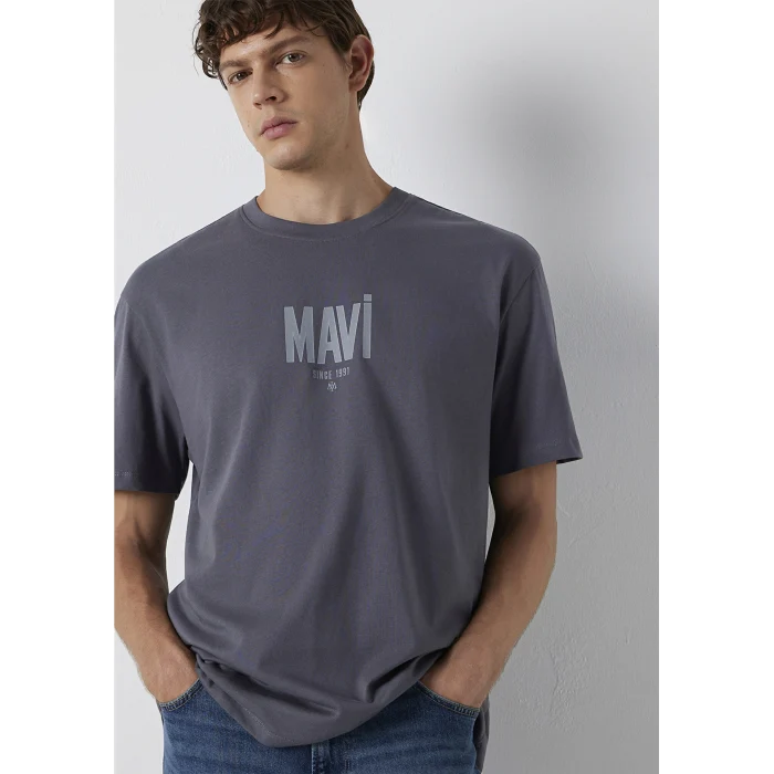 Mavi 0613570-85540 Mavi Logo Baskılı Gri Tişört