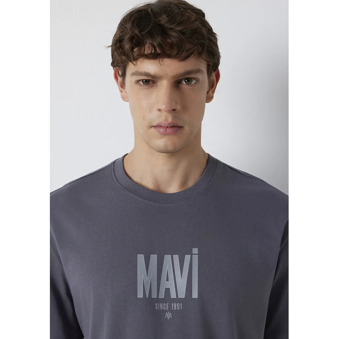 Mavi 0613570-85540 Mavi Logo Baskılı Gri Tişört